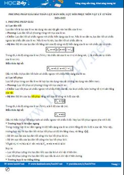 Phương pháp giải bài toán lực đàn hồi, lực hồi phục môn Vật Lý 12 năm 2021-2022