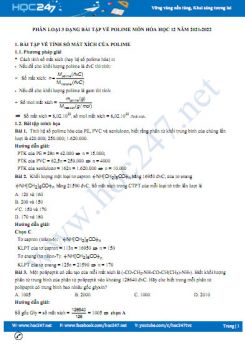 Phân loại 3 dạng bài tập về polime môn Hóa học 12 năm 2021-2022