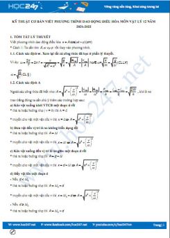 Kỹ thuật cơ bản viết phương trình dao động điều hòa môn Vật Lý 12 năm 2021-2022