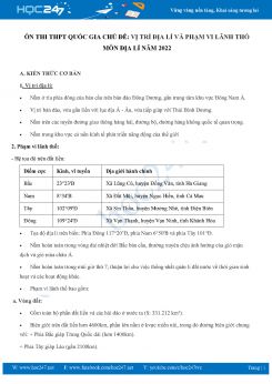 Ôn thi THPT Quốc Gia chủ đề Vị trí địa lí và phạm vi lãnh thổ môn Địa Lí năm 2022