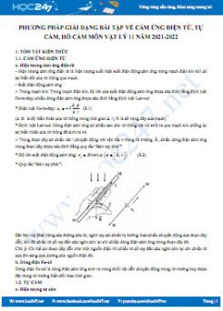 Phương pháp giải dạng bài tập về cảm ứng điện từ, tự cảm, hỗ cảm môn Vật Lý 11 năm 2021-2022