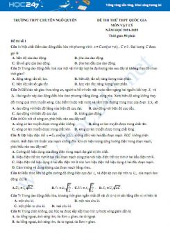 Bộ 5 đề thi thử THPT QG môn Vật Lý năm 2021-2022 có đáp án Trường THPT Chuyên Ngô Quyền