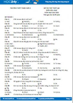 Bộ 5 đề thi thử THPT QG môn Hóa học năm 2021-2022 có đáp án Trường THPT Triệu Sơn 3