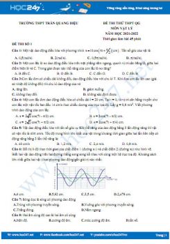 Bộ 5 đề thi thử THPT QG môn Vật Lý năm 2021-2022 có đáp án Trường THPT Trần Quang Diệu