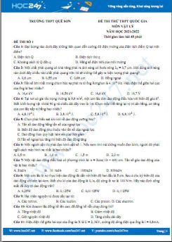 Bộ 5 đề thi thử THPT QG môn Vật Lý năm 2021-2022 có đáp án Trường THPT Nguyễn Văn Cừ