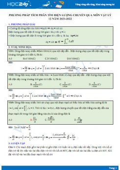 Phương pháp tích phân tìm điện lượng chuyển qua môn Vật Lý 12 năm 2021-2022