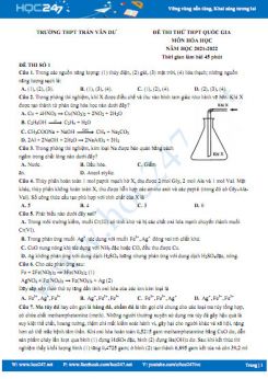 Bộ 5 đề thi thử THPT QG môn Hóa học năm 2021-2022 có đáp án Trường THPT Trần Văn Dư