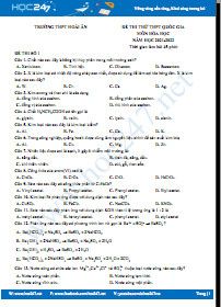 Bộ 5 đề thi thử THPT QG môn Hóa học năm 2021-2022 có đáp án Trường THPT Hoài Ân