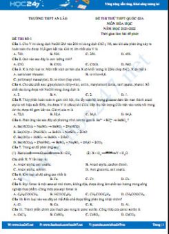 Bộ 5 đề thi thử THPT QG môn Hóa học năm 2021-2022 có đáp án Trường THPT An Lão