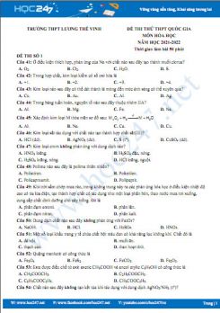 Bộ 5 đề thi thử THPT QG môn Hóa học năm 2021-2022 có đáp án Trường THPT Lương Thế Vinh