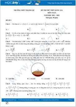 Bộ 5 đề thi thử THPT QG môn Toán năm 2021-2022 có đáp án Trường THPT Thạnh Lộc