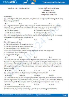 Bộ 5 đề thi thử THPT QG môn Hóa học năm 2021-2022 có đáp án Trường THPT Thuận Thành