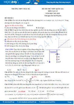 Bộ 5 đề thi thử THPT QG môn Vật Lý năm 2021-2022 có đáp án Trường THPT Thác Bà