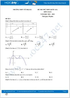 Bộ 5 đề thi thử THPT QG môn Toán năm 2021-2022 có đáp án Trường THPT Võ Thị Sáu