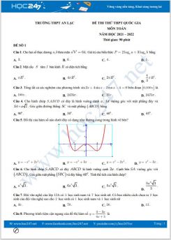 Bộ 5 đề thi thử THPT QG môn Toán năm 2021-2022 có đáp án Trường THPT An Lạc