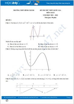 Bộ 5 đề thi thử THPT QG môn Toán năm 2021-2022 có đáp án Trường THPT Bình Chánh