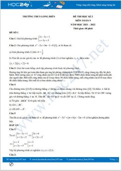 Bộ 5 đề thi HK2 môn Toán 9 năm 2021-2022 có đáp án Trường THCS Long Điền