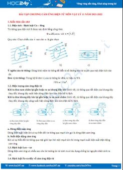 Bài tập chương cảm ứng điện từ môn Vật Lý 11 năm 2021-2022