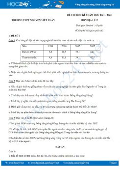 Bộ 5 đề thi HK2 môn Địa Lí 12 năm 2021-2022 - Trường THPT Nguyễn Viết Xuân có đáp án