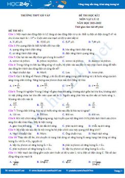 Bộ 5 đề thi HK2 môn Vật Lý 12 năm 2021-2022 có đáp án Trường THPT Gò Vấp