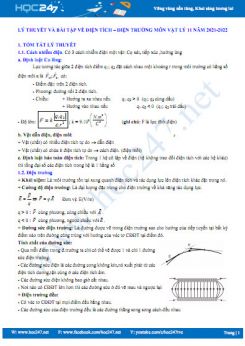 Lý thuyết và bài tập về điện tích, điện trường môn Vật Lý 11 năm 2021-2022