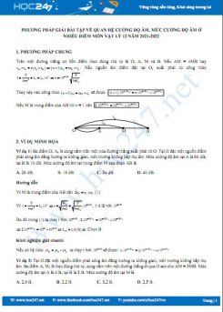 Phương pháp giải bài tập về quan hệ cường độ âm, mức cường độ âm ở nhiều điểm môn Vật Lý 12