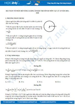 Bài toán về phân bố năng lượng âm khi truyền đi môn Vật Lý 12 năm 2021-2022