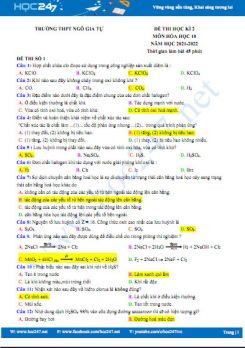 Bộ 5 đề thi HK2 môn Hóa học 10 năm 2021-2022 có đáp án Trường THPT Ngô Gia Tự