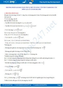 Phương pháp giải bài toán tím vị trí vân sáng, vân tối và khoảng vân môn Vật Lý 12
