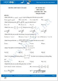 Bộ 5 đề thi HK2 môn Toán 10 năm 2021-2022 có đáp án Trường THPT Trần Văn Giàu