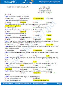 Bộ 5 đề thi HK2 môn Hóa học 12 năm 2021-2022 có đáp án Trường THPT Hoàng Xuân Hãn