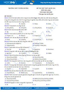Bộ 5 đề thi thử THPT QG môn Hóa học năm 2021-2022 có đáp án Trường THPT Tương Dương