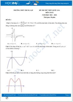 Bộ 5 đề thi thử THPT QG môn Toán năm 2021-2022 có đáp án Trường THPT Trung Lập