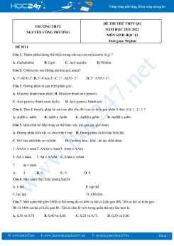 Bộ 5 Đề thi thử THPT QG môn Sinh Học 12 năm 2021-2022 Trường THPT Nguyễn Công Phương có đáp án