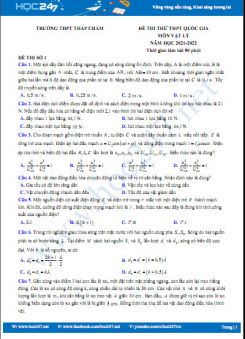 Bộ 5 đề thi thử THPT QG môn Vật Lý năm 2021-2022 có đáp án Trường THPT Tháp Chàm