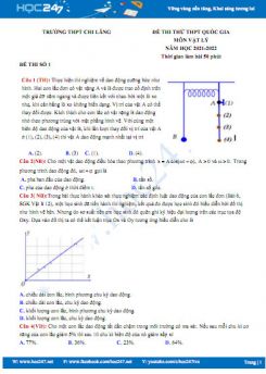 Bộ 5 đề thi thử THPT QG môn Vật Lý năm 2021-2022 có đáp án Trường THPT Chi Lăng