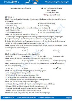 Bộ 5 đề thi thử THPT QG môn Vật Lý năm 2021-2022 có đáp án Trường THPT Quyết Tiến