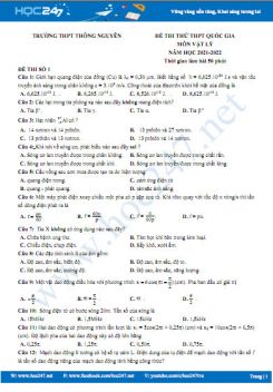 Bộ 5 đề thi thử THPT QG môn Vật Lý năm 2021-2022 có đáp án Trường THPT Thông Nguyên