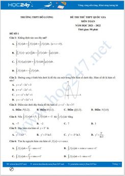 Bộ 5 đề thi thử THPT QG môn Toán năm 2021-2022 có đáp án Trường THPT Đô Lương