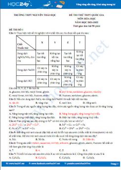 Bộ 5 đề thi thử THPT QG môn Hóa học năm 2021-2022 có đáp án Trường THPT Nguyễn Thái Học