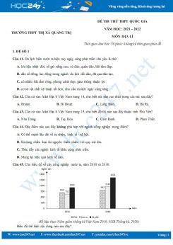 Bộ 5 đề thi thử THPT QG môn Địa Lí năm 2021-2022 - Trường THPT Thị Xã Quảng Trị có đáp áN