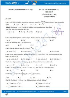 Bộ 5 đề thi thử THPT QG môn Toán năm 2021-2022 có đáp án Trường THPT Nguyễn Đăng Đạo