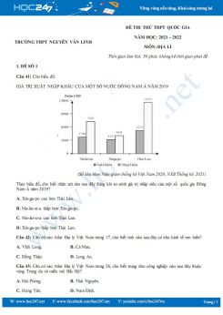 Bộ 5 đề thi thử THPT QG môn Địa Lí năm 2021-2022 - Trường THPT Nguyễn Văn Linh có đáp án