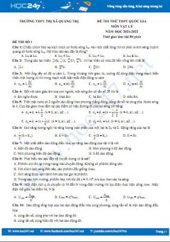 Bộ 5 đề thi thử THPT QG môn Vật Lý năm 2021-2022 có đáp án Trường THPT Thị Xã Quảng Trị