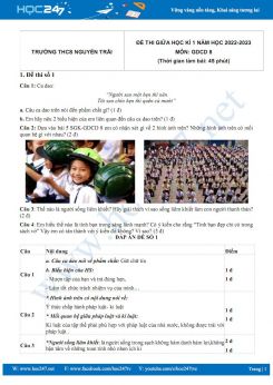 Bộ 5 đề thi giữa HK1 môn GDCD 8 năm 2022-2023 có đáp án Trường THCS Nguyễn Trãi