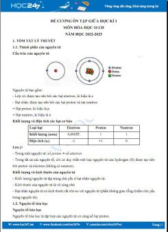 Đề cương ôn tập giữa HK1 môn Hóa học 10 Cánh Diều năm 2022-2023