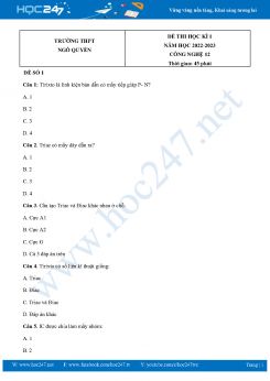 Bộ 5 Đề thi HK1 môn Công nghệ 12 năm 2022-2023 Trường THPT Ngô Quyền có đáp án