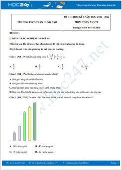 Bộ 5 đề thi HK1 môn Toán 7 KNTT năm 2022-2023 có đáp án Trường THCS Trần Hưng Đạo