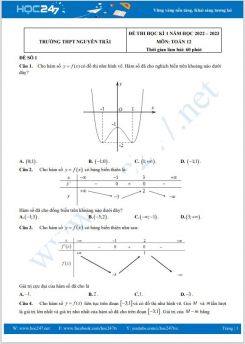 Bộ 5 đề thi HK1 môn Toán 12 năm 2022-2023 có đáp án Trường THPT Nguyễn Trãi