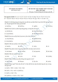 Đề thi thử tốt nghiệp THPT 2023 môn Hóa học Sở GD&ĐT Hải Phòng có đáp án